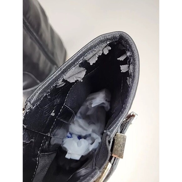 Vince Camuto Black Roadell Women's Leather Upper Gold Hardware Buckle Boots10/40 - Picture 6 of 7